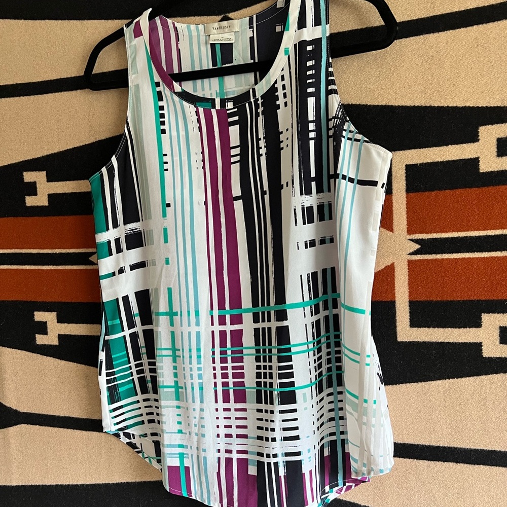 Van Heusen Blue Sleeveless Graphic Tank Top